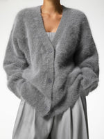 Plush Loose Long Sleeve V-neck Buttoned Cardigan