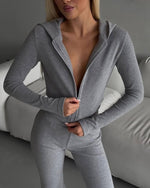 Homebody Club Slim-fit hooded two-piece set