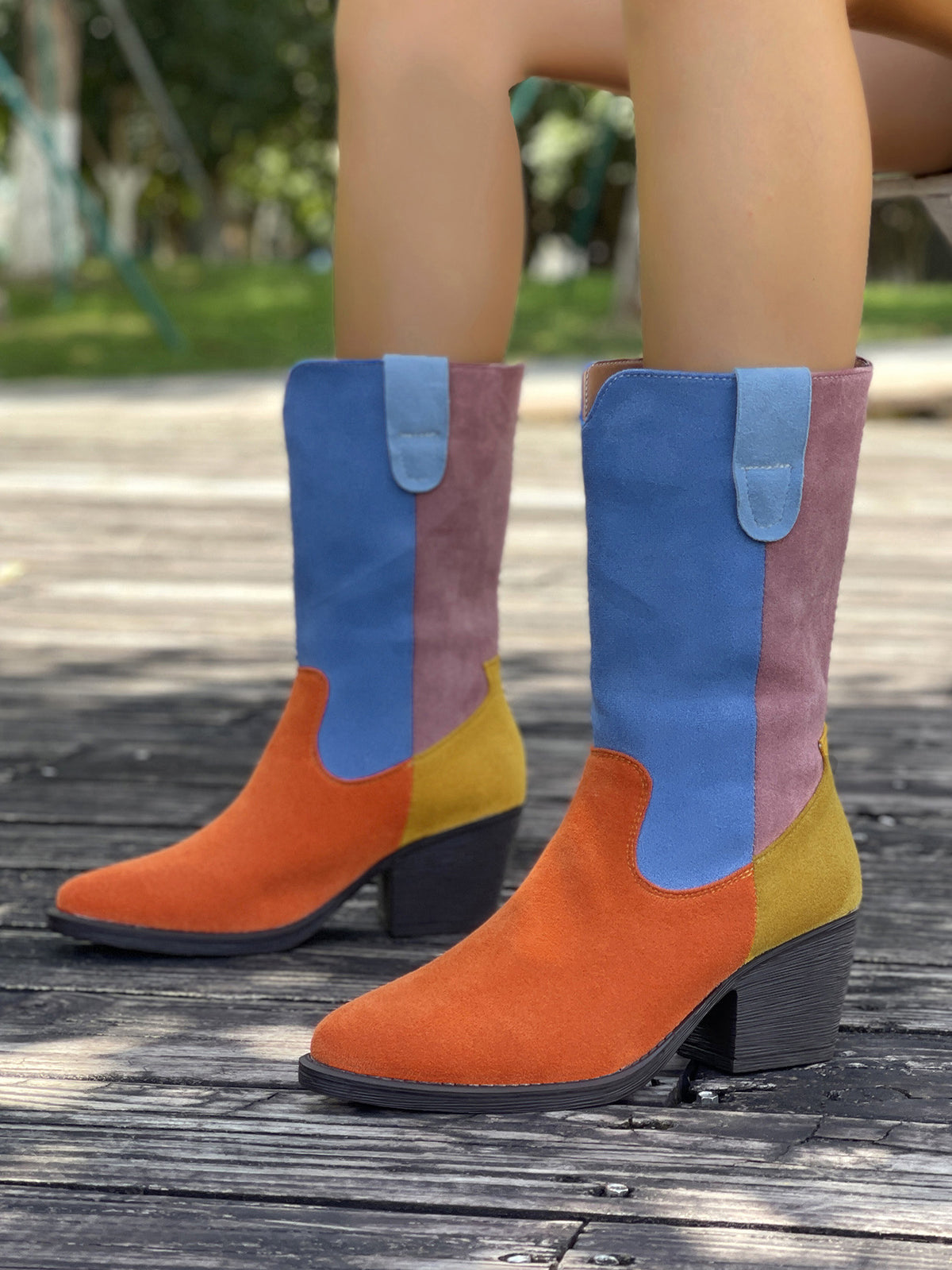 Metro Nomad Colorblock low-heeled mid-calf boots