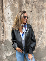 Lockere Retro-Bomberjacke aus PU für Motorräder