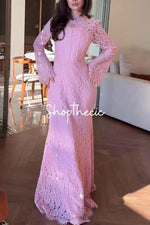 Abito lungo aderente in pizzo con gilet Canopy of Stars