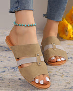 Flache Hausschuhe aus Samt mit Patchwork