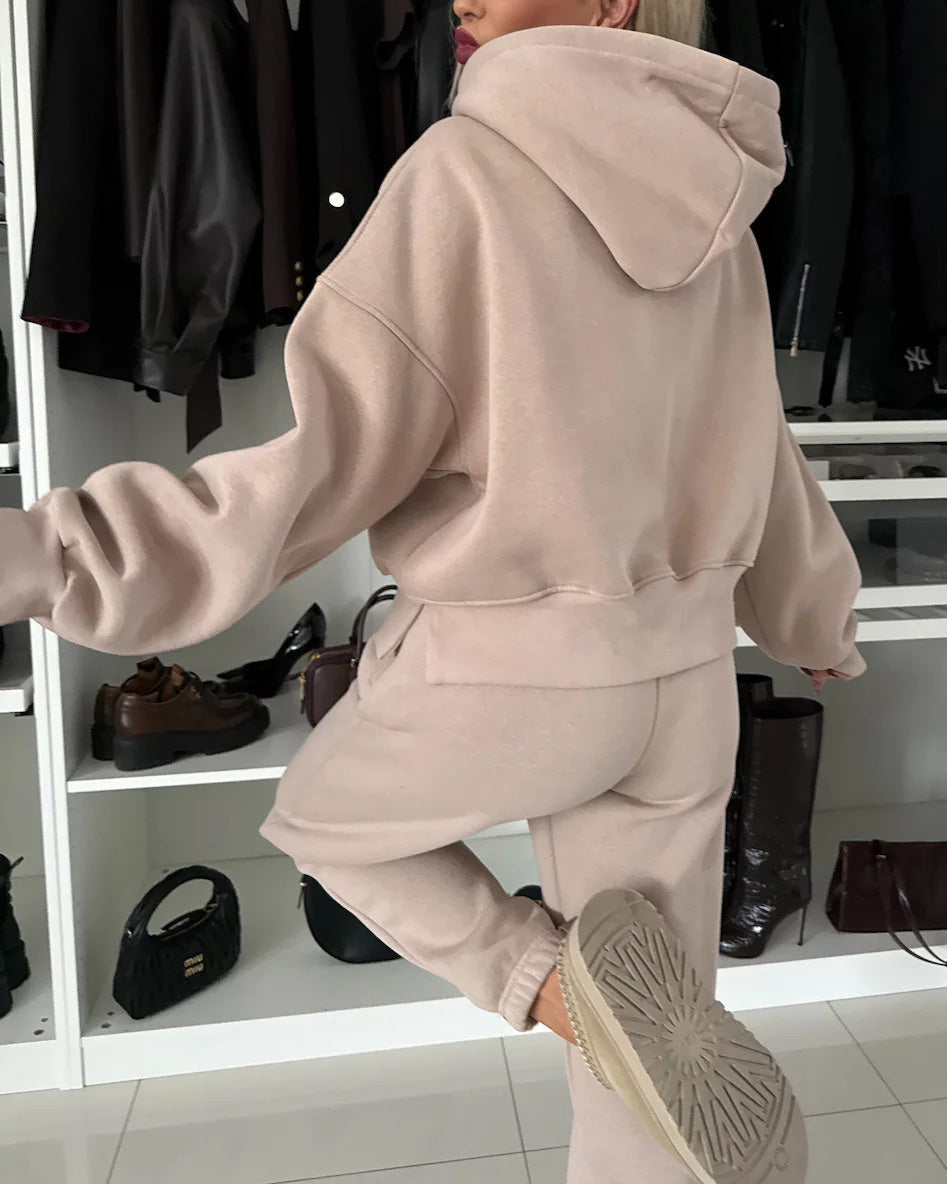 Coffee Run Hooded sweatshirt and cropped pants two-piece set