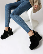 Chunky heeled platform furry shoes