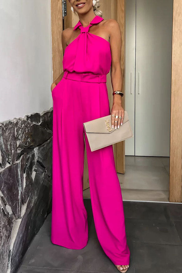 Unique Neckline Design Sleeveless Jumpsuit