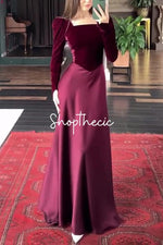 Abito da sera retrò in velluto e raso patchwork