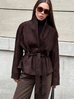 Vintage suede long-sleeved nubuck coat jacket