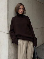Cozy Solid color turtleneck knitted pullover loose sweater