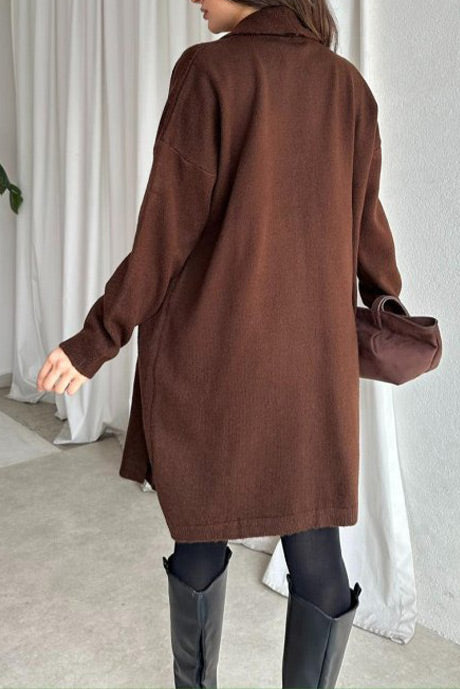 Solid color sleeveless round neck dress knitted cardigan two-piece set