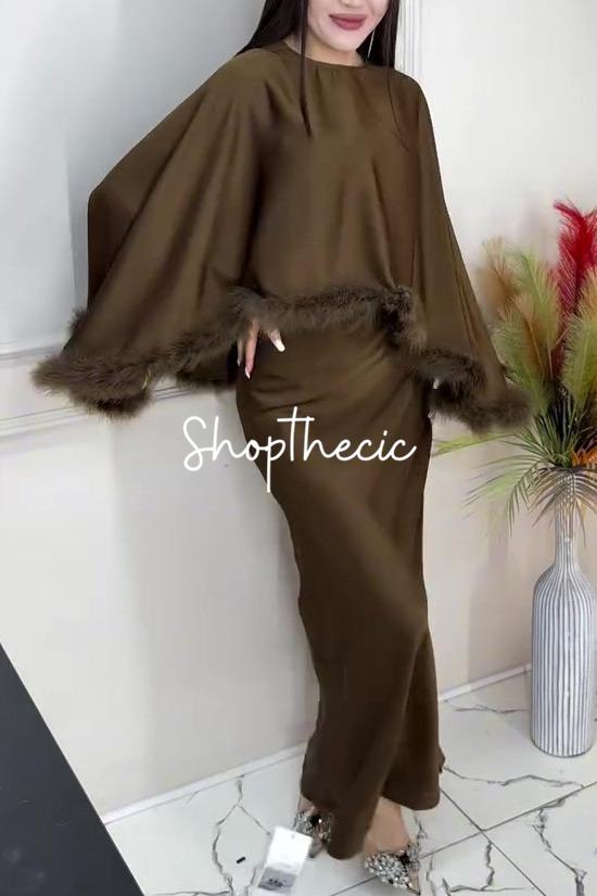 Completo due pezzi composto da gonna e top con mantello Veiled Confidence