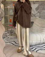 Striped knitted wide-leg pants