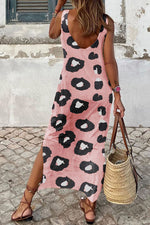 Robe ample légère à imprimé léopard et dos fendu