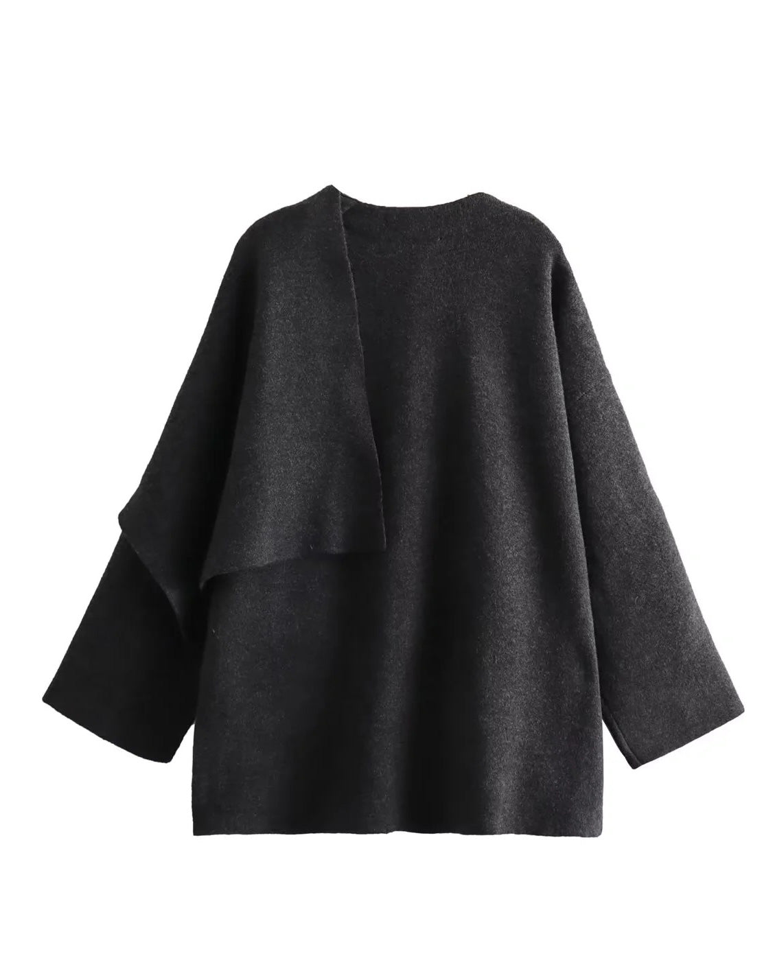 Parisian Boulevard Asymmetric scarf cropped knitted jacket