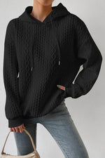 Langärmliges, lockeres Sweatshirt mit Jacquard-Kapuze und Schnürung