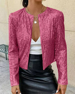 Manteau court élégant à col montant et sequins