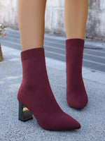 Metropolitan Pointed toe chunky heel knitted sock boots