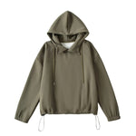 Half High Collar with Button Details Thick Loose Hoodie