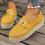 Velvet Thick Straw Bottom Flat Shoes