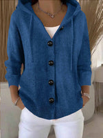 Cozy Long-sleeved button-down hooded knit cardigan