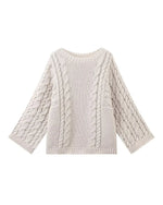 Golden RhineRound neck bell sleeve knitted loose sweater