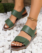 Solid color simple hook and loop sandals