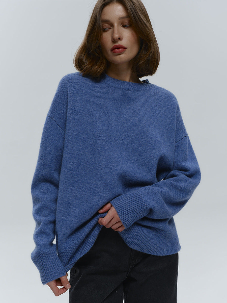 Loose and simple pullover solid color knitted sweater