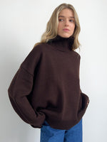 Loose-fitting turtleneck simple solid color pullover sweater