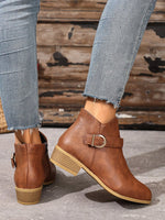 Classic Side Zipper Metal Buckle Chelsea Boots