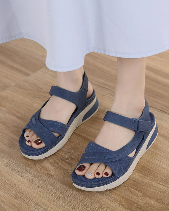 Bequeme Plateau-Sandalen mit Klettverschluss