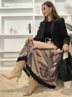 Coconut Tree Print A-Line Tassel Skirt