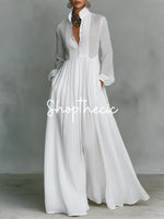 Cotton Linen Patchwork Single-breasted Stand-up Collar Maxi Dress