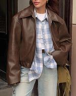 Mood Lift – Kurze Bikerjacke aus mattem PU-Leder