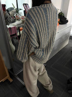 Cozy Retro Striped Contrast Loose Sweater