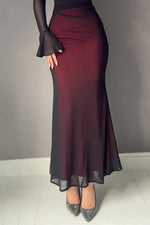 Burgundy long-sleeved tube-top hip-hugging slim dress