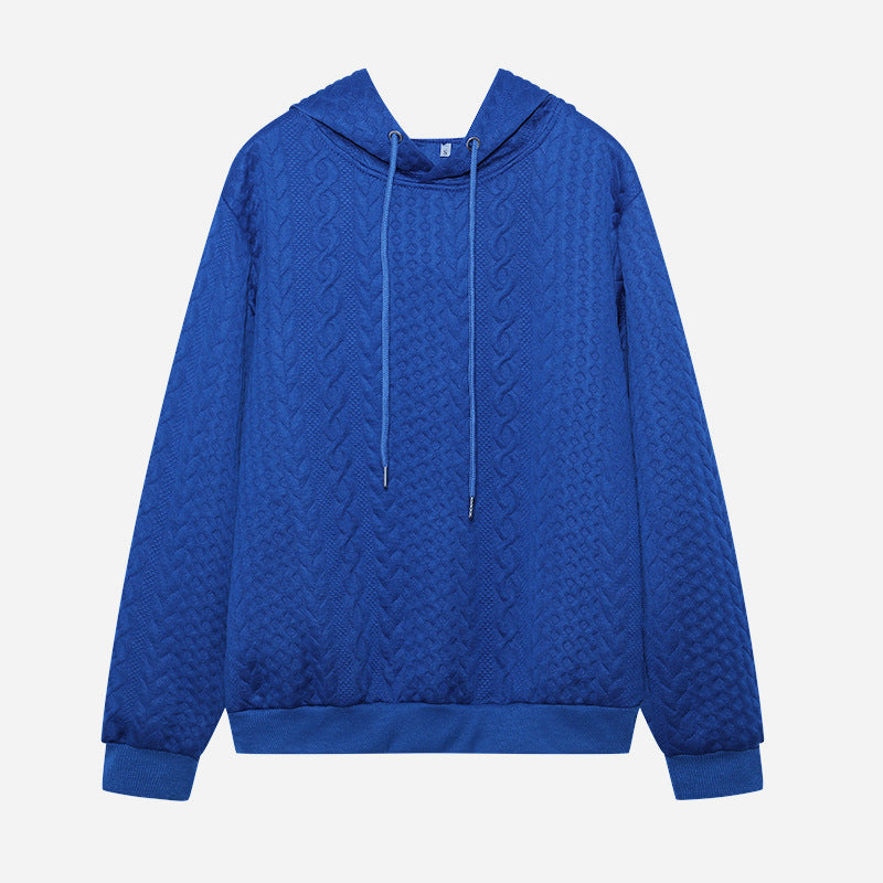 Langärmliges, lockeres Sweatshirt mit Jacquard-Kapuze und Schnürung