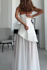 Chic strapless tube semi-sheer hem vacation dress