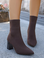 Metropolitan Pointed toe chunky heel knitted sock boots