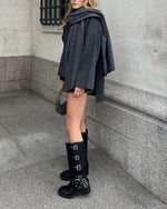 Parisian Boulevard Asymmetric scarf cropped knitted jacket