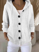 Cozy Long-sleeved button-down hooded knit cardigan