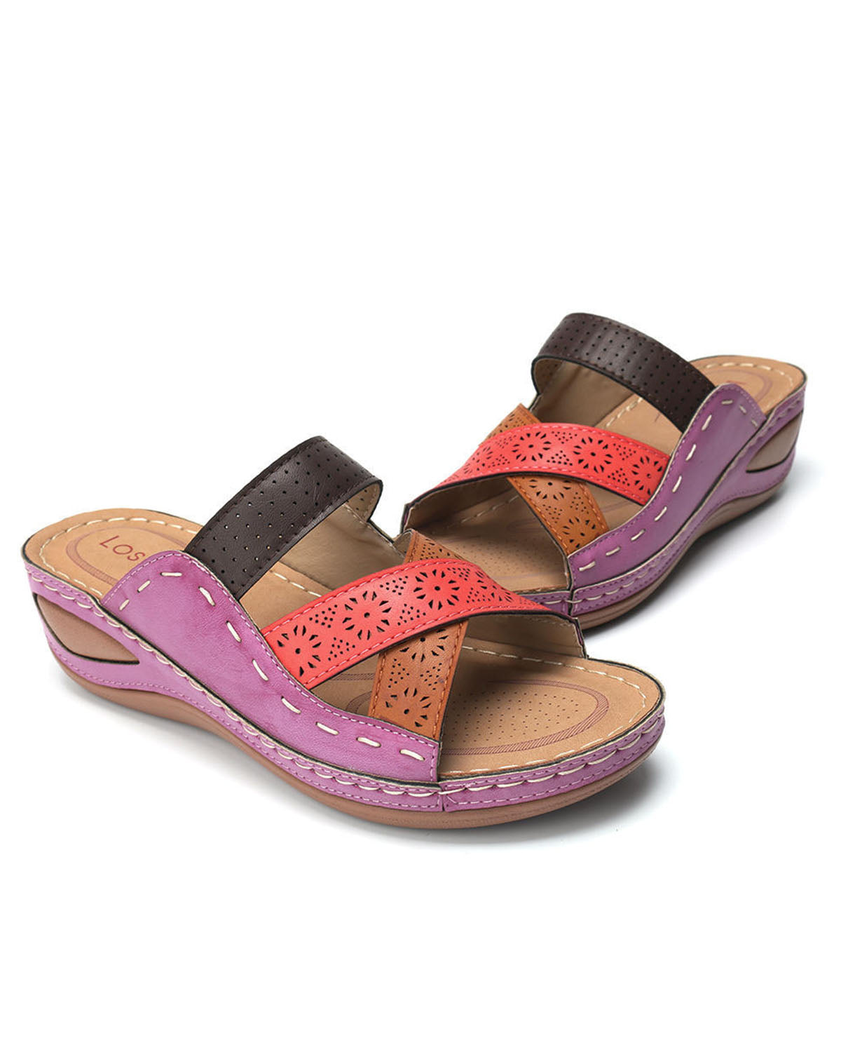 Pantoufles épissées multicolores rétro