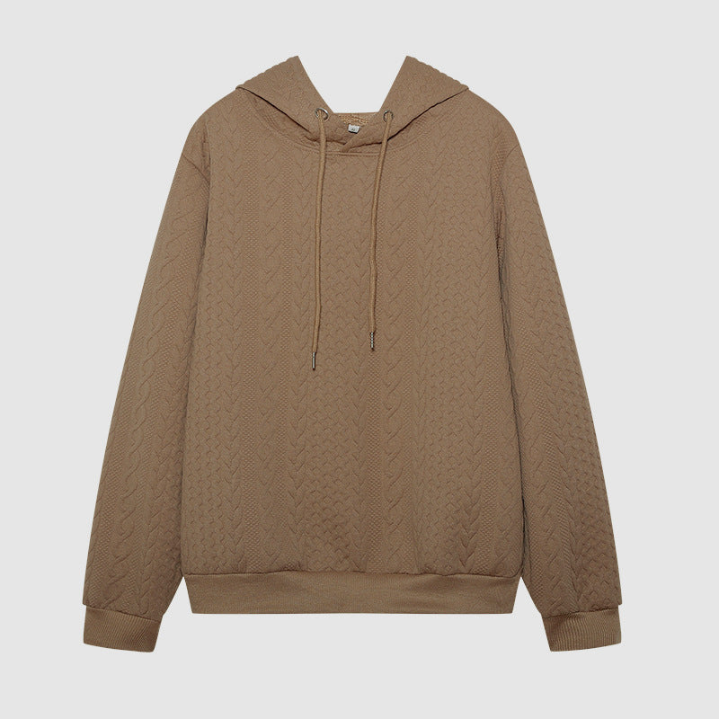 Langärmliges, lockeres Sweatshirt mit Jacquard-Kapuze und Schnürung