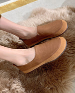 Minimalist retro soft sole round toe loafers