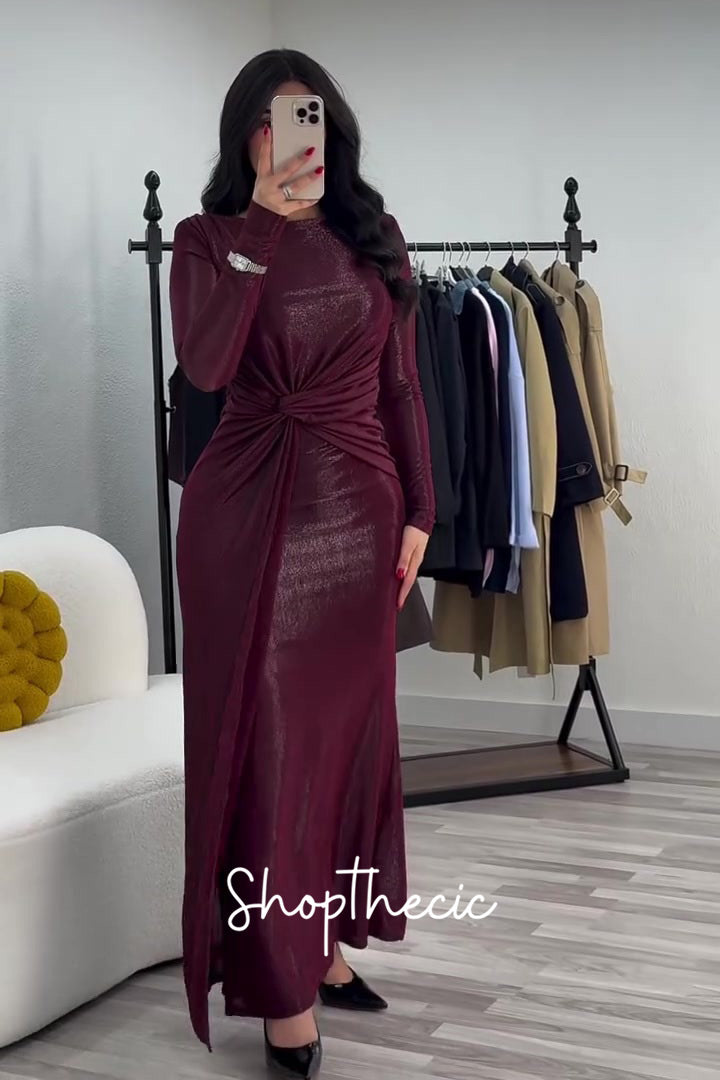 Timeless Aura Waist-cinching Layered long Dress
