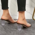 Transparente High Heels mit dickem Absatz und Obermaterial