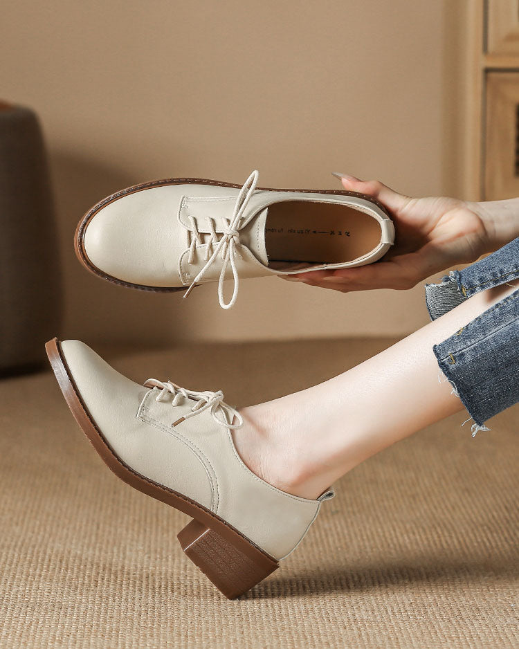 Glossy leather upper lace up oxford shoes