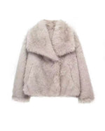 Arctic Embrace Cropped Large Lapel Plush Jacket