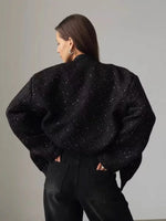 Aspen Gold Sequined stand-up collar jacket