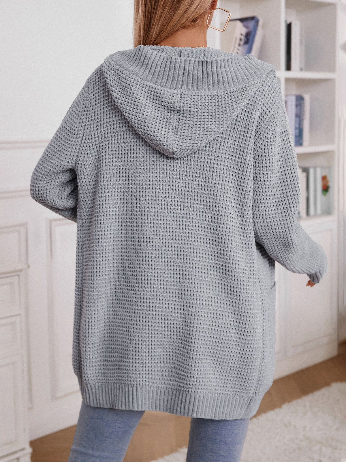 Vintage Loose Button Hooded Knit Cardigan Jacket