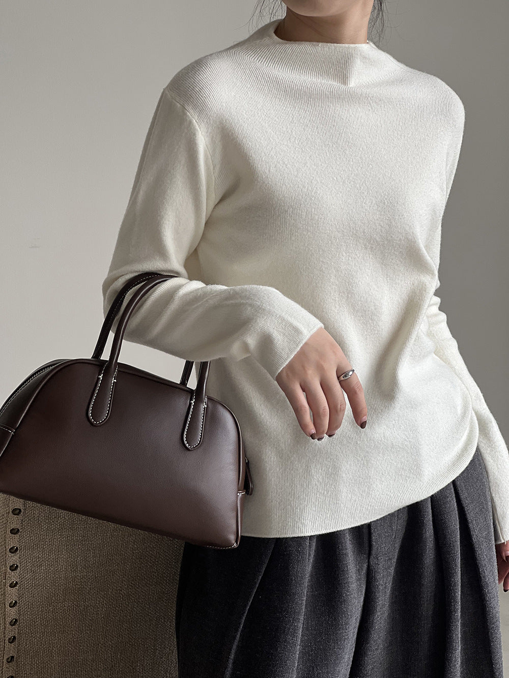 Pull demi-col roulé brossé doux au toucher