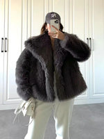 Arctic Embrace Cropped Large Lapel Plush Jacket
